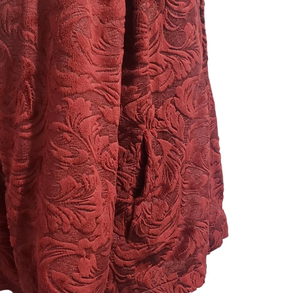 CT1932 Ethyl Red Faux Fur Floral Zip Front Hoodie M - Picture 5 of 9